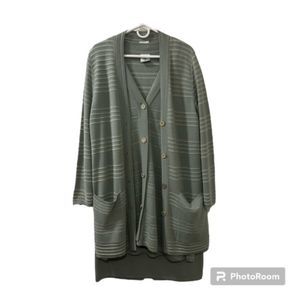 Michael Y Womens Green 3 Piece Skirt Sleeveless Top & Cardigan Set Size 3